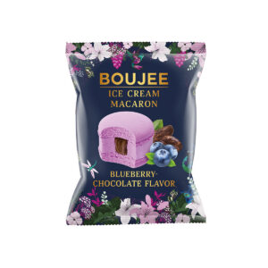 Makroon mustikajäätise ja šokolaaditäidisega